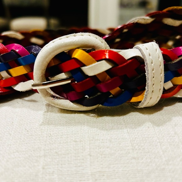 Vintage Accessories - 90s Y2K leather rainbow braided belt